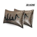 SR-HOME Pack Of 2 Full Sequin Decorative Pillow Cover Shimmer Reversible Sequins Mermaid Throw Pillows Cushion | 12 H x 20 W in | Wayfair