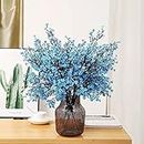 BS AMOR Artificial Flowers - Fake Babys Breath Flowers Gypsophila Bouquet Bulk Real Touch Faux Silk Flower for Vase, DIY Home Office Wedding Party Decoration (14 inch,5pcs) (Blue)