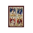 Die vier Erzengel Ikone, handgefertigtes griechisches Holzschild Ikone des Erzengels Michael Erzengel Gabriel Erzengel Raphael Erzengel Uriel