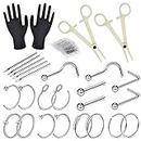 Piercing Kit - Combofix 42Pcs Professional Nose Piercing Kit Surgical Steel 20G 18G Piercing Needles Piercing Clamps Gloves for Nose Rings Studs Body Piercing Jewelry Set