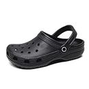 Vipora Mules Clogs for Women and Men, Classic Unisex Adult Shoes Slippers Outside Home Garden Wear Non-Slip Thick Bottom Sliders Flip-Flops Sandals, Black, 14 Women/12 Men