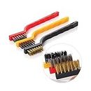 Garden Of Arts Set of 3 Pc Mini Wire Brush Cleaning Tool Kit Brass, Nylon, Stainless Steel Bristles, Gas Cleaning Brushes Iron Nylon Copper Wire for Car Kitchen Gas Stove Cleaning Tool