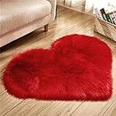 GLIVE (LABEL) Faux Fur Runner Rug, Fluffy Sheepskin Rug Bedside Carpet, Furry Chair Cover Seat Pad Anti Skid Rug, Plush Fluffy Carpet Area Mats (Red)