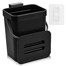 BLURISM Compost Bin with Lid, Hanging Small Trash Can with Lid Under Sink for Kitchen, Food Waste Bin for Countertop, Mountable Garbage Can for Bathroom, RV, 5L/1.3 Gal, Black