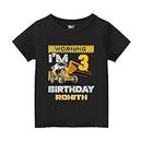 Bouncy Toonz Customised 3rd Birthday T Shirt Birthday Decoration Dress for Baby Boys and Baby Girls - Kids Personalised Three Year Custom Return Gifts Themed Party (cus-3rdbday-const-black-2-4yr)