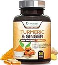 Turmeric Curcumin with BioPerine & Ginger 95% Standardized Curcuminoids 1950mg Black Pepper for Max Absorption Joint Support, Nature's Tumeric Herbal Extract Supplement, Vegan, Non-GMO - 240 Capsules