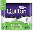 Quilton 3 Ply Double Length Toilet Tissue (360 Sheets per Roll, 11cm x 10cm), Pack of 20 rolls
