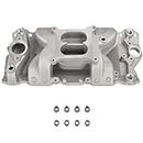 BATONECO Polished Airgap Intake Manifold High Rise Dual Plane Compatible with SBC Chevy 350 400