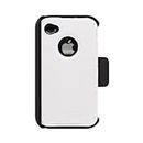 iPhone 4 & 4s White Silicon Case Skin with Black Inner Hardshell & Belt Clip Shockproof Durable Hybrid Dual Layer Defend Protect Case Cover plus Extra Screen Protector