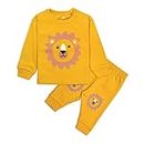 Real Basics Cotton Fleece Clothing Sets for Boys & girls - Unisex Winter Clothing sets Full Sleeve T-shirt & Pant -Size(9-12 Months) -Style(Mustard Lion)