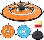 Drone Landing Pad 75cm/30inch by MMOBIEL – Universal Waterproof Pad Double-Sided – RC Drones Quadcopter Landing Mat – Universal Compatibility with DJI, Hubsan, etc. – incl. Reflection Tape and Pins