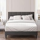 Zinus Lottie Queen Bed Frame Platform/Bedroom Furniture/Dark Grey/Easy Assembly, Superior Long Lasting Support/Mattress Platform
