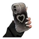 Axulimin for iPhone 11 Case Cute Aesthetic Black Heart Clear Phone Case for Teen Girls Women [Camera Lens Protection][Wavy Frame]