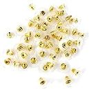 Tia Crafts Golden Bullet Clutch Earring Backs with Silicone Pad Earring Backings Studs for Women/Girls pech - 100 Pcs (Style 1)