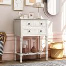 Charlton Home® Barbe Narrow Console Table, Slim Sofa Table w/ Three Storage Drawers & Bottom Shelf Wood in White | Wayfair