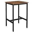 VASAGLE Bar Table, Small Kitchen Table, High Top Pub Table, for Living Room Study, Rustic Brown and Black ULBT25X