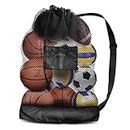 CPROSP Ballnetz für 10 Bälle, Balltasche 76 * 102CM, Ballsack mit seitlichen Reißverschlusstasche, Ballsack für Basketball, Strandtuch und Schwimmbekleidung