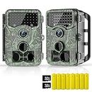 Vikeri 4K 32MP Trail Camera 2 Pack - Game Camera with 0.1s Trigger Time Night Vision Motion Activated, IP66 Waterproof Hunting Camera for Wildlife Monitoring