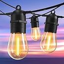 Quntis 30M 30+2 Bulbs LED Outdoor Lights, Shatterproof Patio Festoon Lights Waterproof Commercial Backyard Hanging Decorative String Lights for Bistro Gazebo Balcony Porch Wedding Party, Warm White