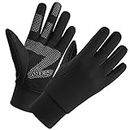 OZERO Gloves for Men Cold Weather: Touchscreen Windproof Winter Gloves with Non-Slip Palm Water-Resistant Thermal Ski Glove for Running Driving Cycling Texting - All-Black (XX-Large)