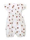 Nino Bambino 100% Organic Cotton White Strawberry Printed Sleeveless Round Neck Button Closure Bodysuit/Frill Romper/Dress For Baby Girls (18-24M)