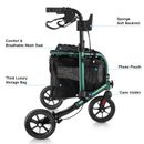 Rollator Walker Aluminum 3 Wheel Adjustable Foldable Lightweight with Seat Pouch