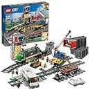 LEGO 60198 City Le Train de Marchandises Télécommandé, Jouet pour Enfants dès 6 Ans, Bluetooth RC, 3 Wagons, Rails et Accessoires