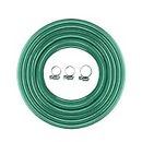 Cinagro 20 Metres Braided Hose Pipe with 3 Clamps for Watering Home Garden, Car Washing, Floor Cleaning & Pet Bathing (1 Inch, Green)