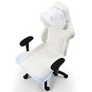 Dowinx Gaming Stuhl mit PU Leder, Schneidersitz Gaming Stuhl für schwere Personen, ergonomischer neigbarer Gamer Computersessel, großer und großer Büro PC Stuhl mit hoher Rückenlehne (Weiß)