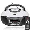 Grouptronics GTCD-501 Stereo BoomBox Portable CD Player Radio With USB, MP3 Player & AUX IN for Smartphone & Tablet White
