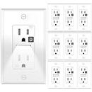 SOZULAMP White Outlets Receptacles with Night Light,Decorator Electrical Tamper Resistant Wall Outlet 15 Amp 125Volt, Guide Light Outlet with Covers Wall Plate(10 Pack)