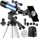 Aomekie Kids Telescopes for Astronomy Portable Astronomical Telescope with 10X Phone Adapter Backpack Adjustable Tripod Moon Filter and 3X Barlow Lens