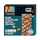 KIND Thins, Gluten Free Snack Bars,Dark Chocolate Nuts and Sea Salt High Fibre 95 calories, No Artificial Colours, Flavours or Preservatives, Multipack 16 x 19g