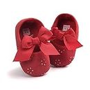 DOTBUY Chaussures Enfants Filles Bébés, Nouveau Né Bowknot Broderie Toddler Antidérapant Premières Pas Chaussures Marcheurs (1 / 11cm / 0-6 mois, Rouge)