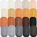 Timgle 20 Skeins Soft Milk Cotton Yarn Assorted Colors Crochet Yarn Sport Weight Yarn for Crochet Knitting Cotton Blanket Yarn for DIY Crafts Project Starter, Each 50g/145 Yard, 20 Colors(Earth Tone)