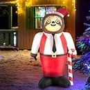 Santaco Christmas Inflatables Smile Sloth with LED Lights Self-Inflatable and deflatable,Garden Holiday Decor Outdoor Xmas Party Decoration Multicolour 165cm x 110cm