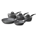 Tower Cerastone T81276 Forged 5 Piece Pan Set with Non-Stick Coating and Soft Touch Handles, 18/20/22 cm Saucepans and 20/28 cm Frying Pans, Graphite