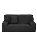 sourcing map Home Furniture Chair Loveseat Sofa Couch Stretch Cover Slipcover Nero 3 Posti
