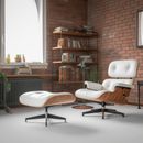 2024 Eames Lounge Chair and Ottoman Genuine Leather Rosewood White Armchair Tall