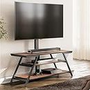 FITUEYES TV Stand with Mount for 32/45/55/60/65 inch TVs,Entertainment Center with Height Adjustable Mount,Swivel TV Stand Mount for Living Room, Bedroom, Media Console with 3-Tie Storage Cabinet