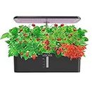 Hydroponics Growing System Indoor Garden - VOCRS 12 Pods Herb Garden Kit Indoor with LED Grow Light, Plants Germination Kit(No Seeds) with Pump System, Adjustable Height Up to 17.7" for Home, Black