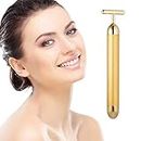 Beauty Bar 24k Golden Massagegerät für das Gesicht, T-förmiges Gesichtsmassagegerät Für Stirn, Wange, Hals, Arm, Augen, Nase, Hautpflege-Tools