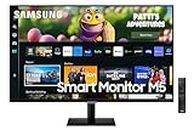 Samsung Smart Monitor Écran PC M5 32" dalle VA,UHD 4K :3840 x 2160, 3000:1, HDR10, 60 Hz, Smart Hub, Game Bar 2.0, TV Plus, Communication Vidéo, Workspace, Microsoft 365, Inclinable, HDMI, USB, Noir