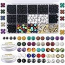 EuTengHao 715Pcs Lava Beads Stone Rock Beads Glass Beads Bracelet Making Kit with Chakra Beads Spacer Beads Bracelet Elastic String for Diffuser Essential Oils Bracelets DIY Jewelry Making Supplies