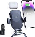JOYVEVA 3 IN 1 Wireless Car Charger For iPhone/Apple Watch/AirPods,Auto-Clamping Car Charging Mount,Car Phone Holder Charger for iPhone15/14/13/12/11/X/8, Apple Watch 9/8/7/6/5/4/3/2/SE, AirPods Pro 2