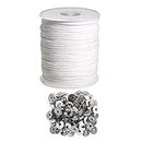 Mifrsnu Candle DIY Set, 1 Roll 200Ft/61M Cotton Candle Wick Core with 100 Pcs Candle Wick Sustainer for Candle Making Kit