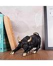 Street Bull Statue and Bull Replica - Resin Showpiece for Stock Market Bull and Home Decor, 11 Inches, 0.4 Kg (Matte Black & Gold)