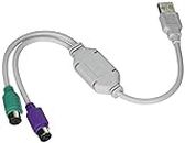 Ganix PS2 Active Adapter USB Type A Male to PS 2 Female (White)