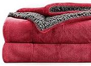 VAS COLLECTIONS - Polyester Micromink Summer AC Blanket Grey Sherpa Super Soft Flannel Solid/Plain AC Dohar/Comforter,Size 150 x 225 Cms (Single) (Approx 4 x 7 ft) (Maroon & Grey)