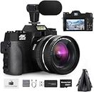 4K Digital Camera, 48MP Camcorder, 3" Flip IPS Screen with 16X Digital Zoom, Compact Vlogging Camera for YouTube with 32GB SD Card and Wide Angle Lens, Macro Lens